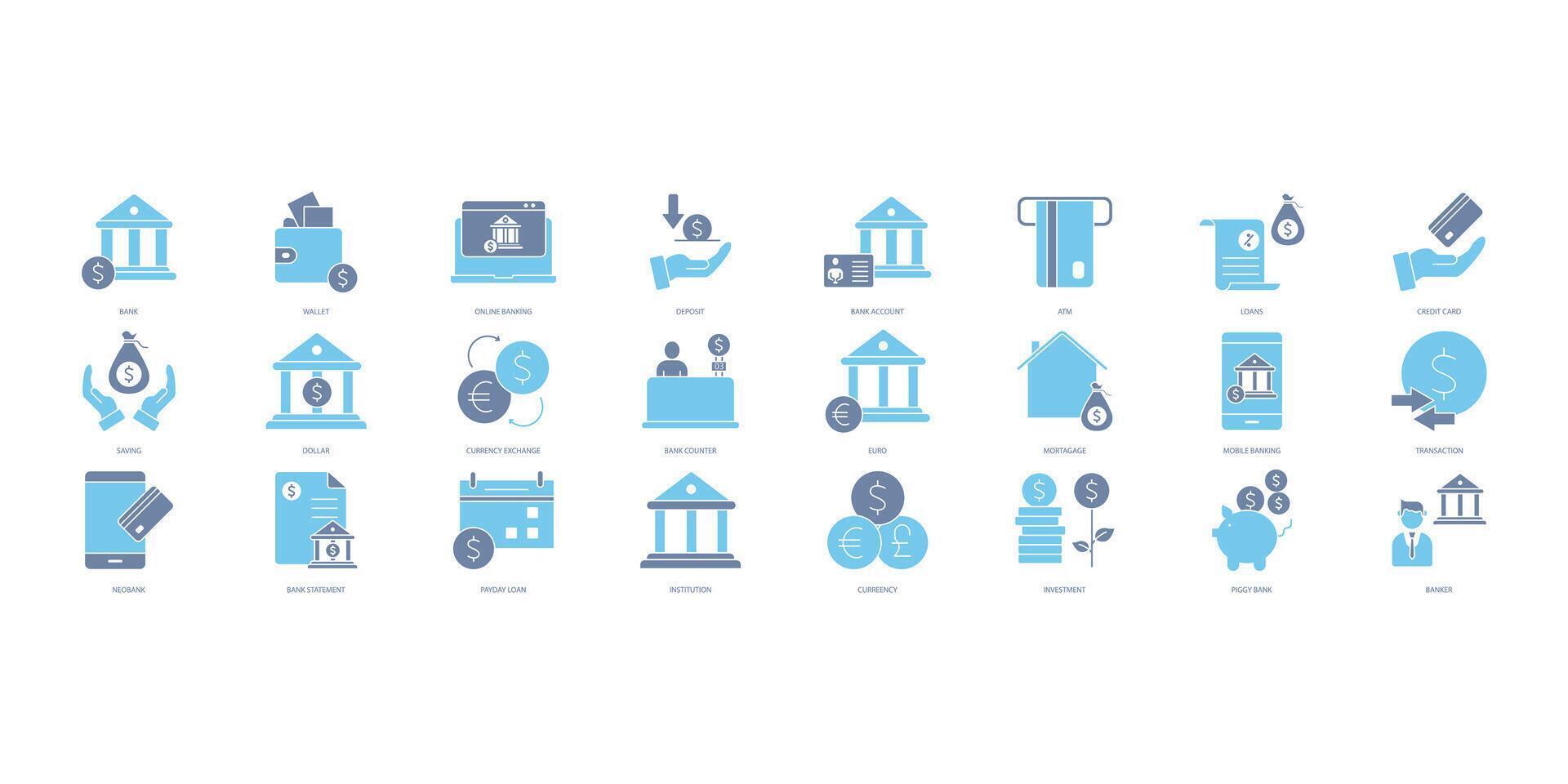 bank icons set. Set of editable stroke icons.Vector set of bank vector