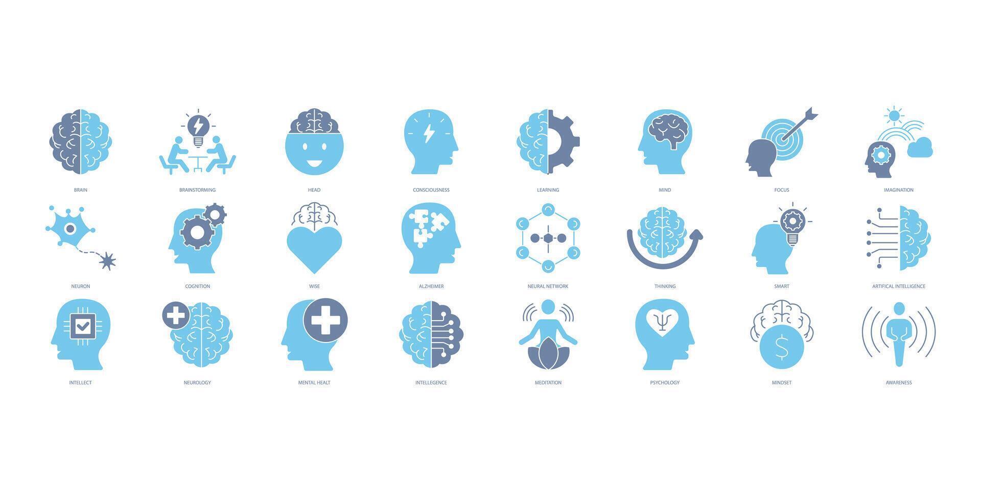 Brain icons set. Set of editable stroke icons.Vector set of Brain vector