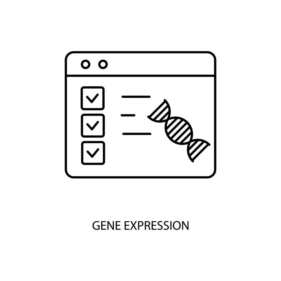 gene expresión concepto línea icono. sencillo elemento ilustración. gene expresión concepto contorno símbolo diseño. vector