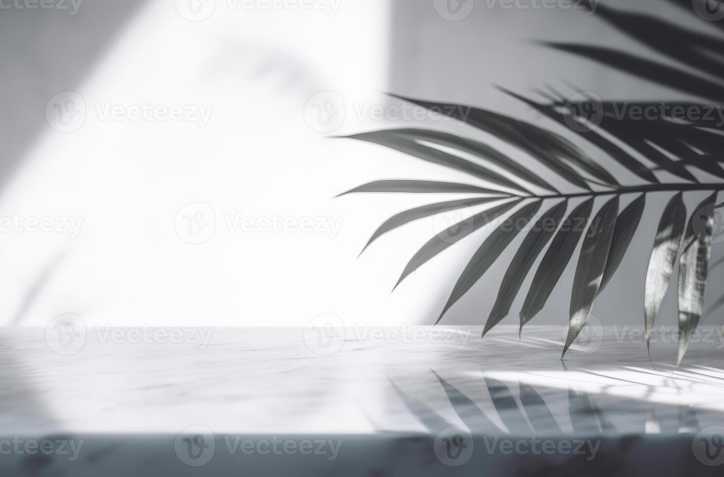 AI generated abstract background of shadows palm leaves on a white wall photo