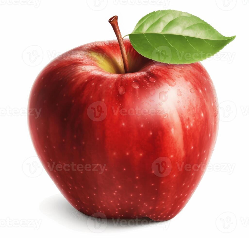 AI generated Ripe red apple isolated on a white background. photo