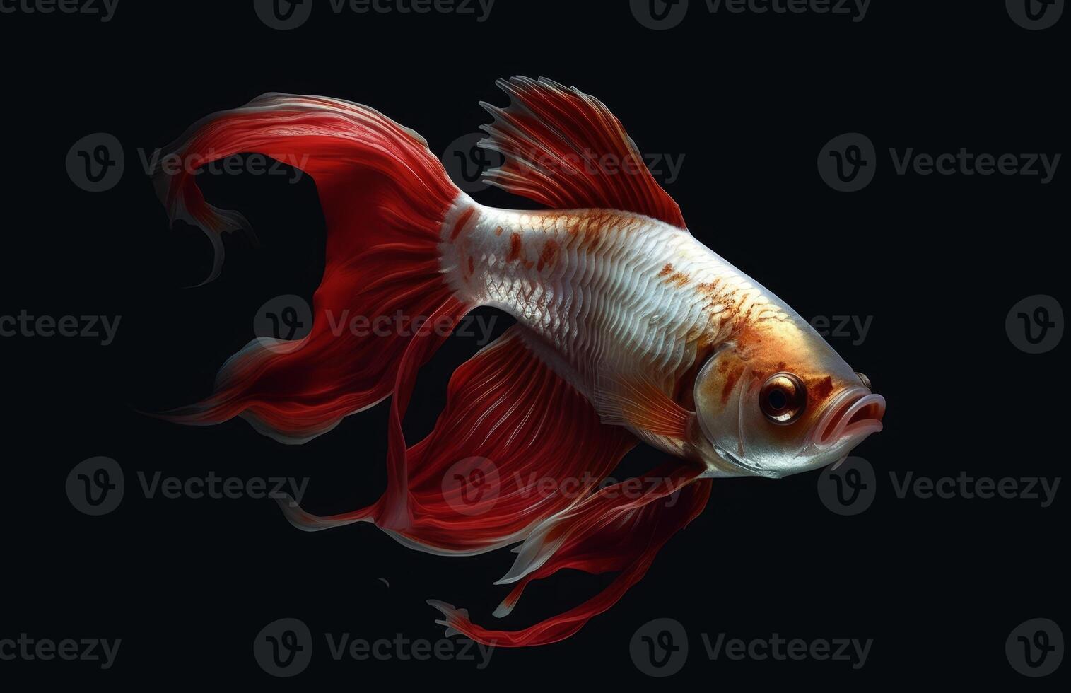 AI generated Close up art movement of Betta fish,Siamese fighting fish isolated on black background photo