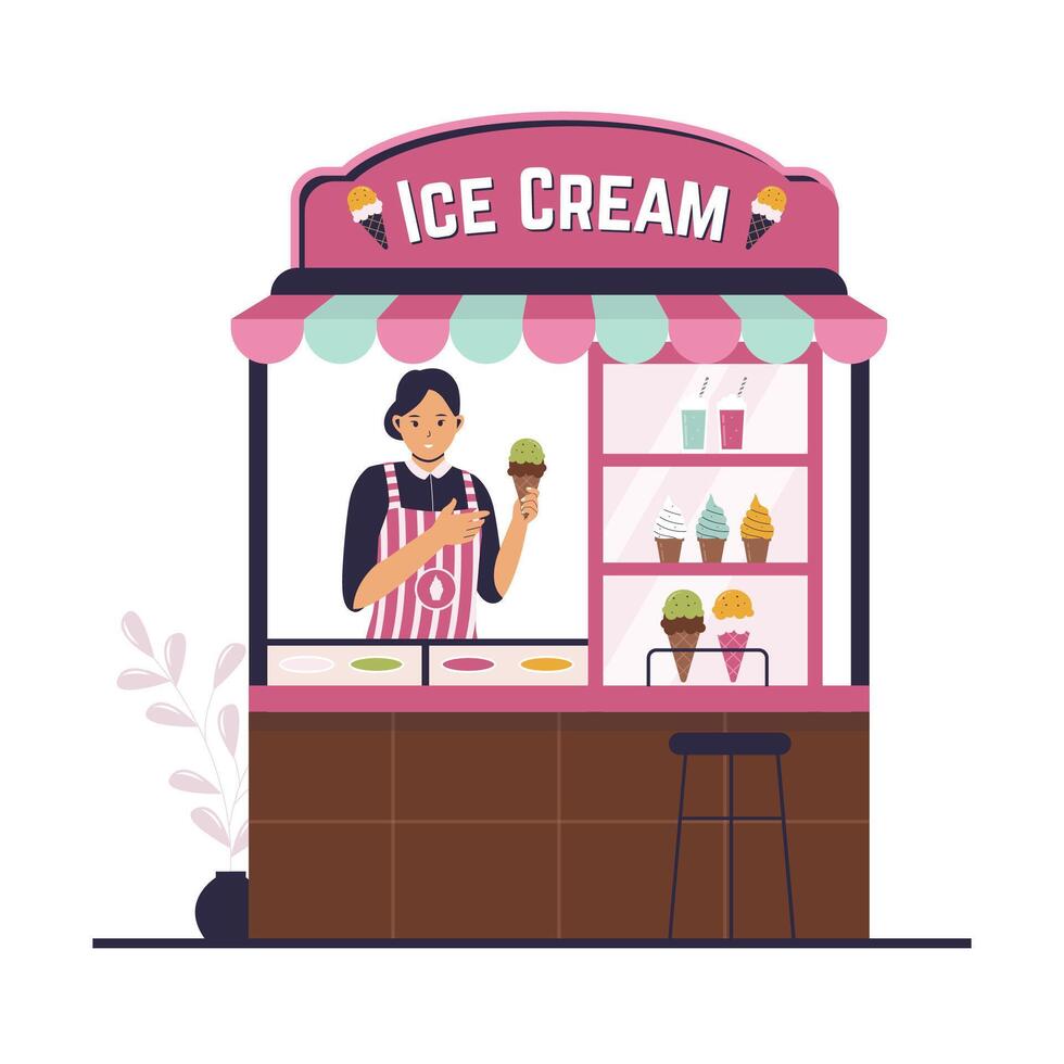 Flat illustration of Cart selling ice cream vector