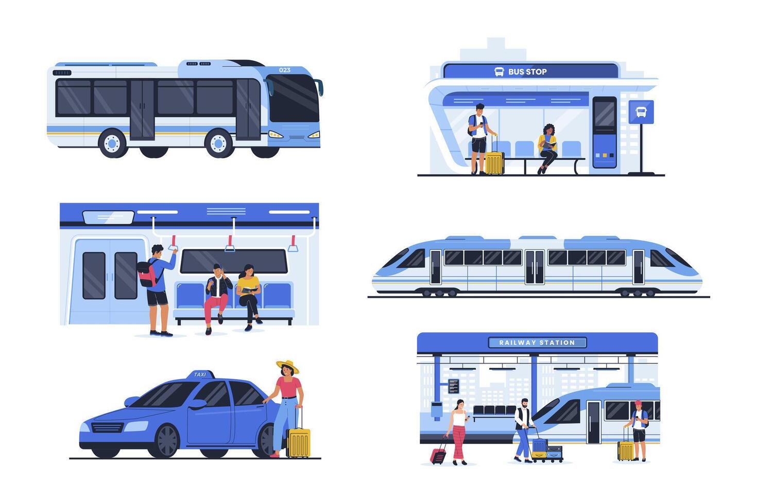 People in public transport. vector