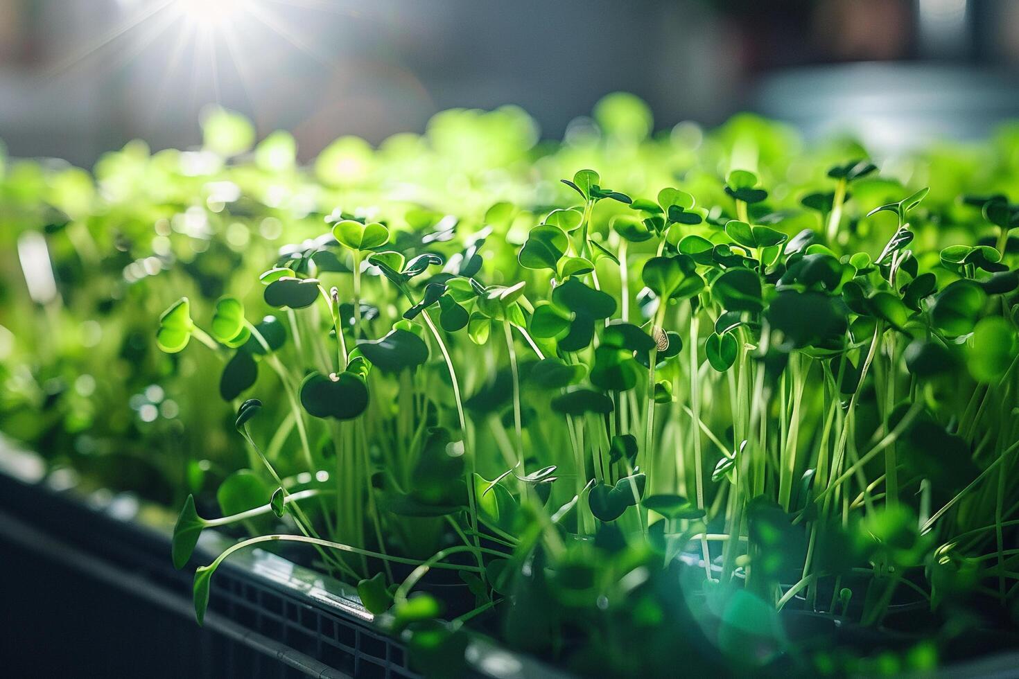 AI generated Indoor Microgreen Garden with Efficient Lighting with AI generated. photo