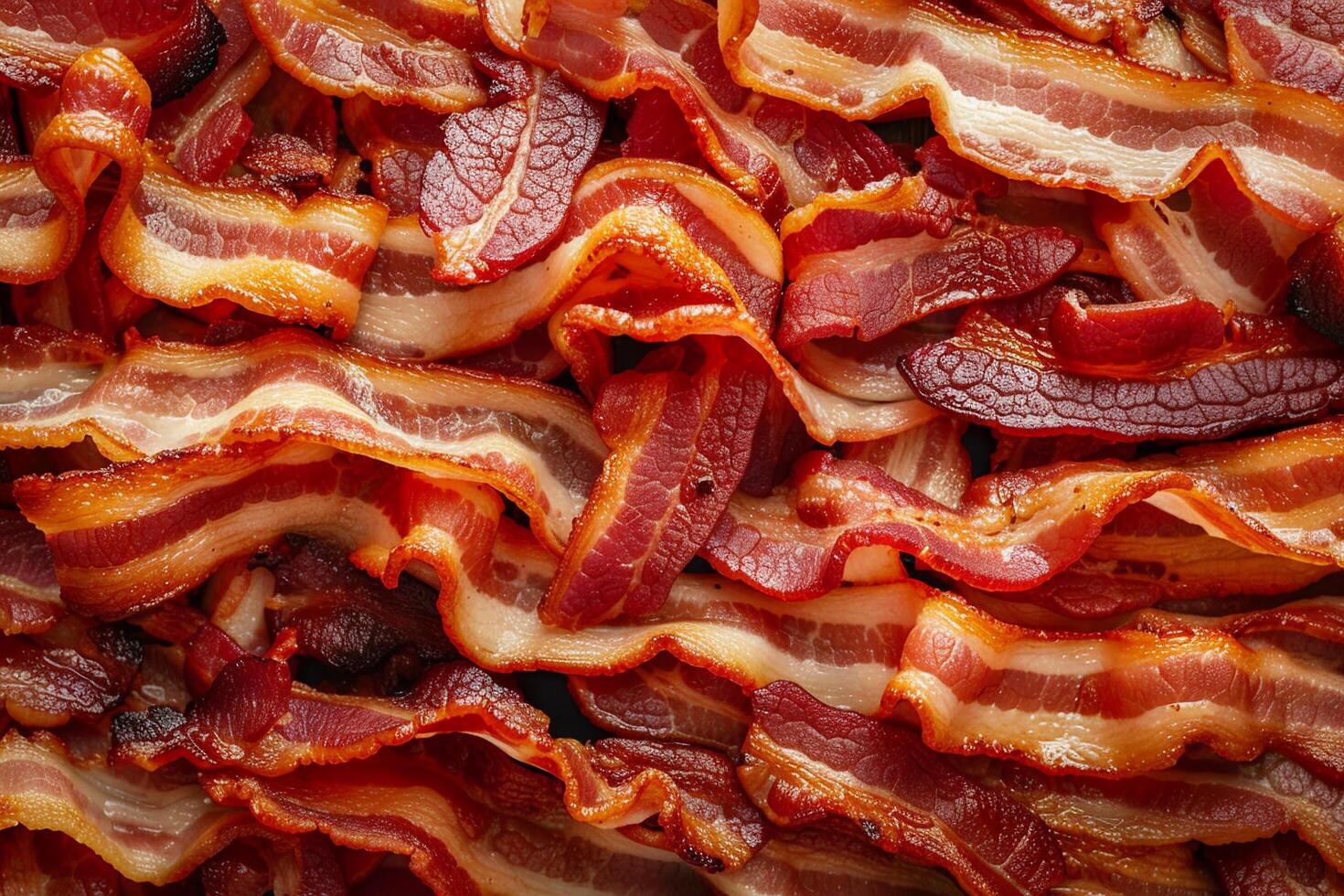 AI generated Crispy Slices of Cooked Bacon Close-up. photo