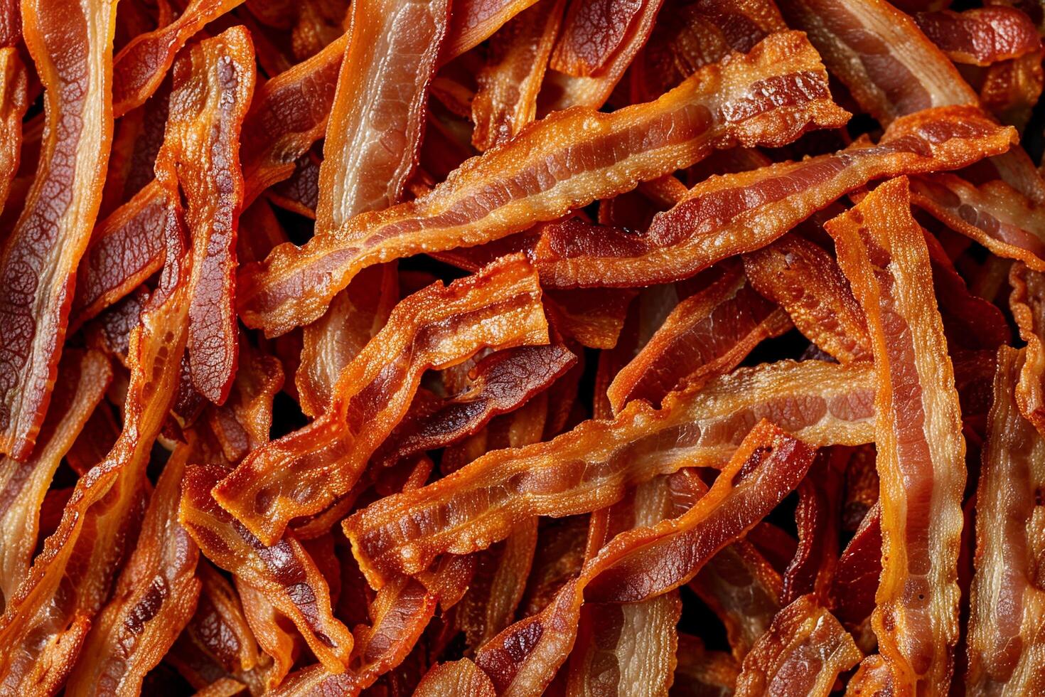 AI generated Crispy Slices of Cooked Bacon Close-up. photo