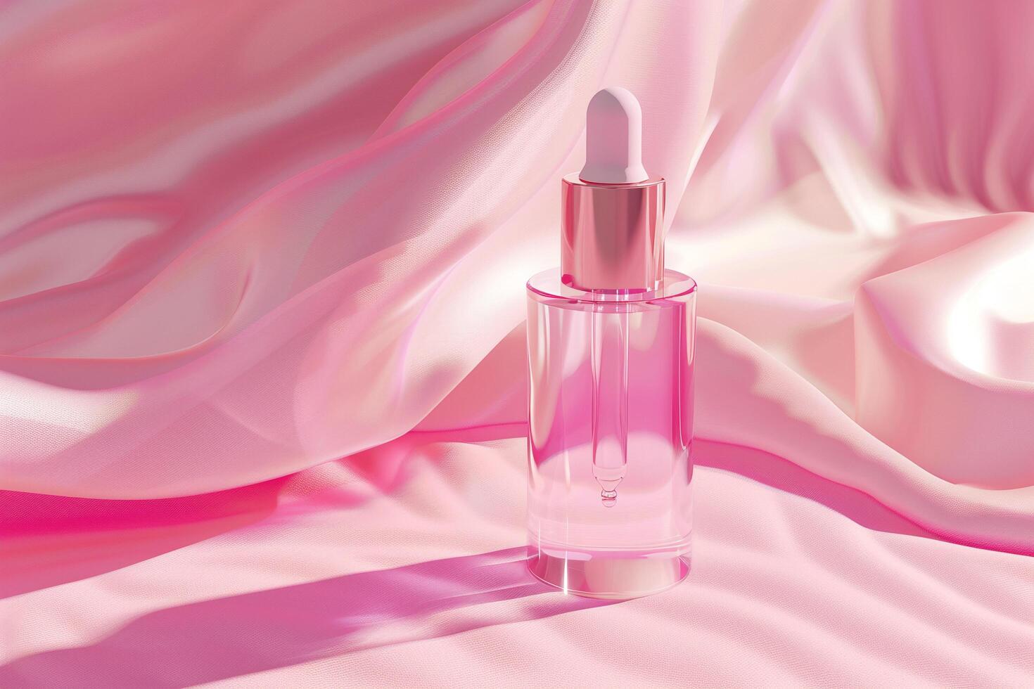 AI generated Cosmetic Serum Bottle with Dropper in Pink Tones with AI generated. photo