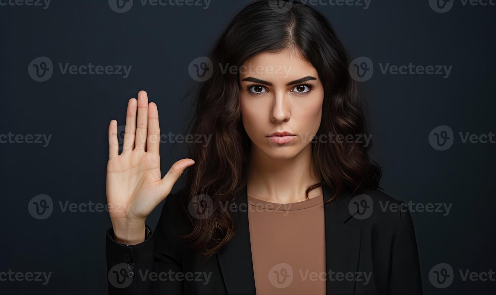 AI generated A Woman Celebrating Success With Raised Hand in the Air photo