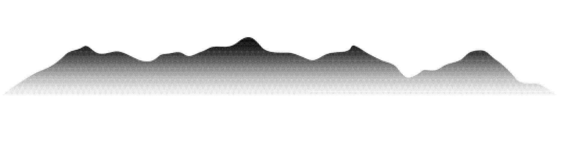 Abstract mountain landscape background with texture. Noise and grain dotwork dynamic aesthetic. Flat vector illustration isolated on white background.