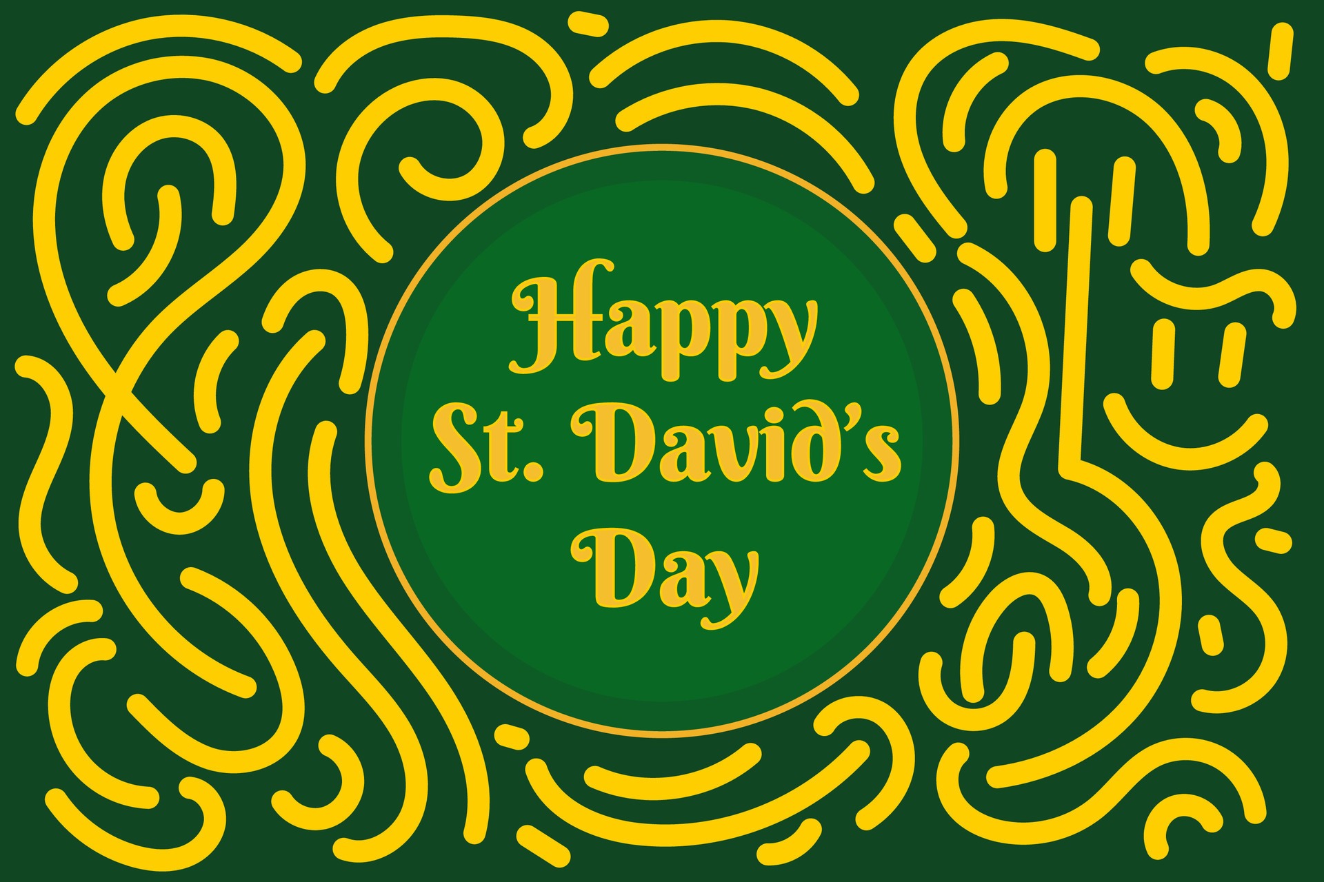 Vector hand drawn doodle Happy Saint David Day theme elements pattern