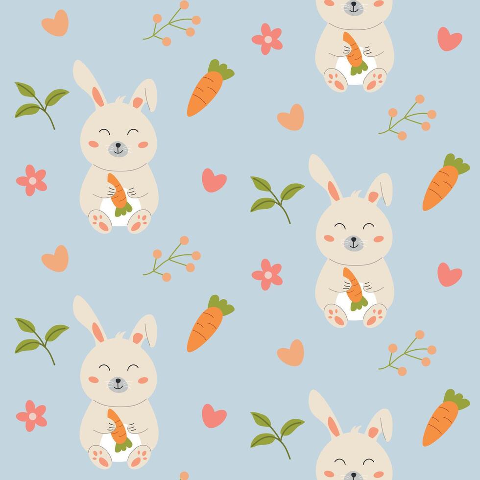 Vector cute bunny pattern, cartoon print