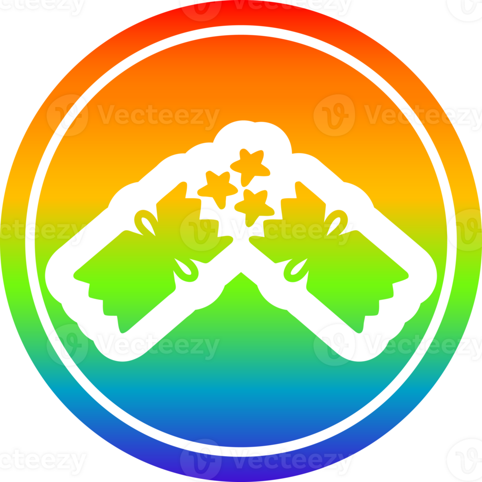 exploding christmas cracker icon with rainbow gradient finish png