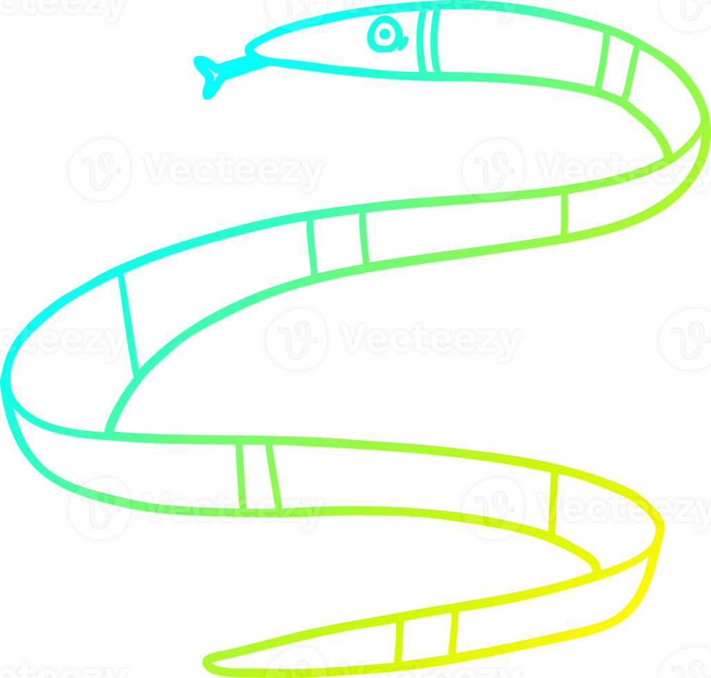 cold gradient line drawing of a cartoon sea snake png