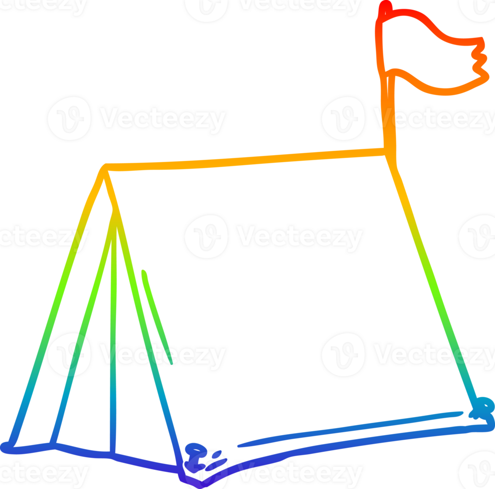 rainbow gradient line drawing of a cartoon tent png