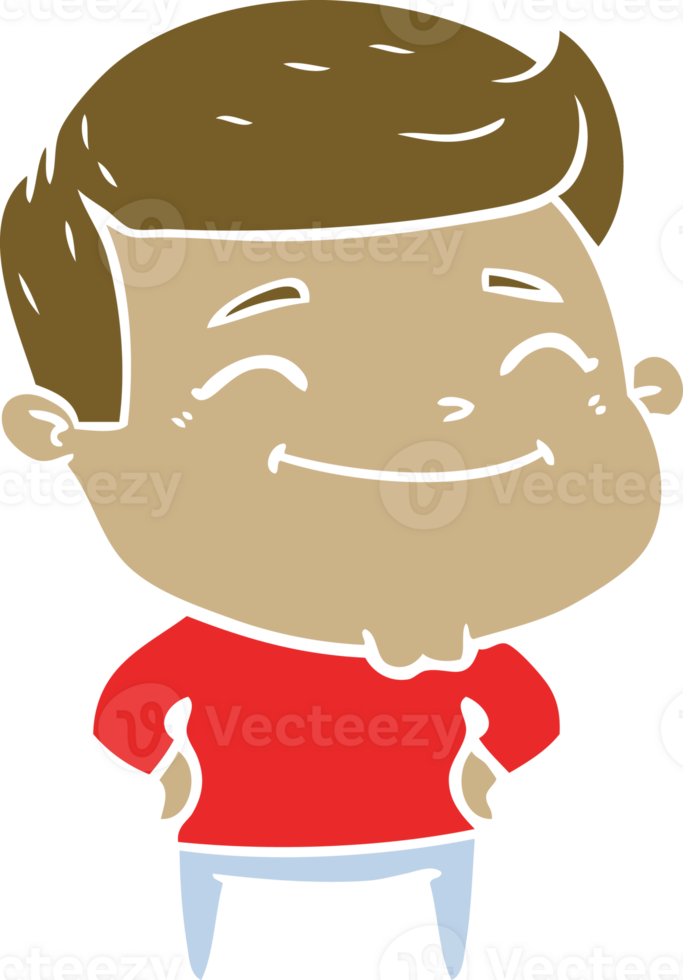 happy flat color style cartoon man png
