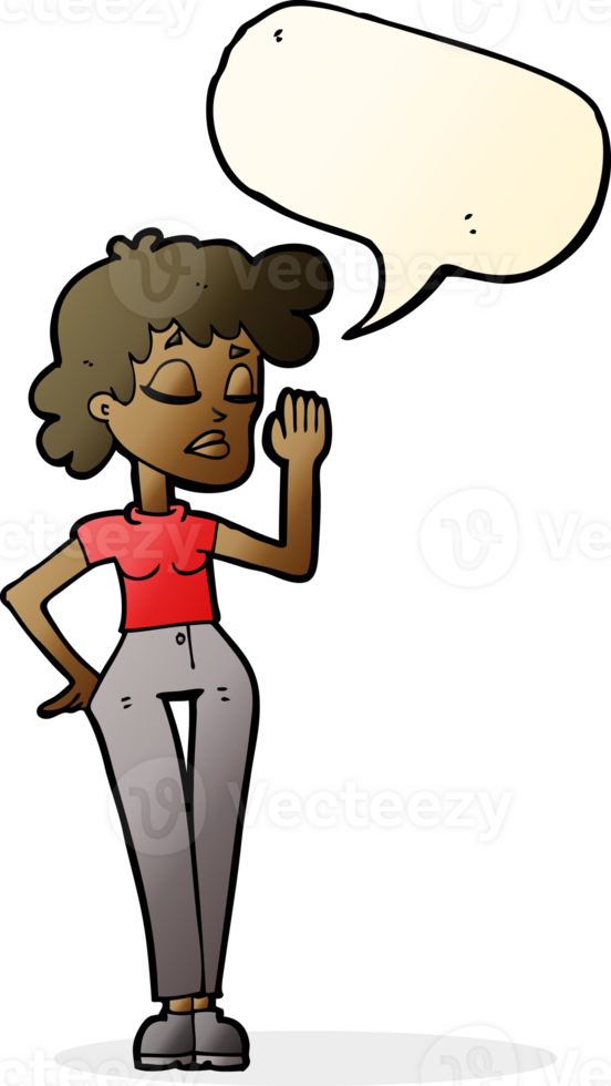 cartoon woman ignoring with speech bubble png