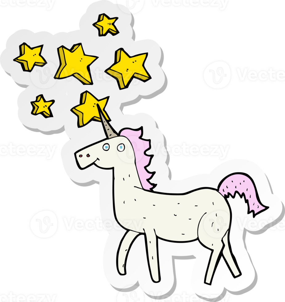 sticker of a cartoon magical unicorn png