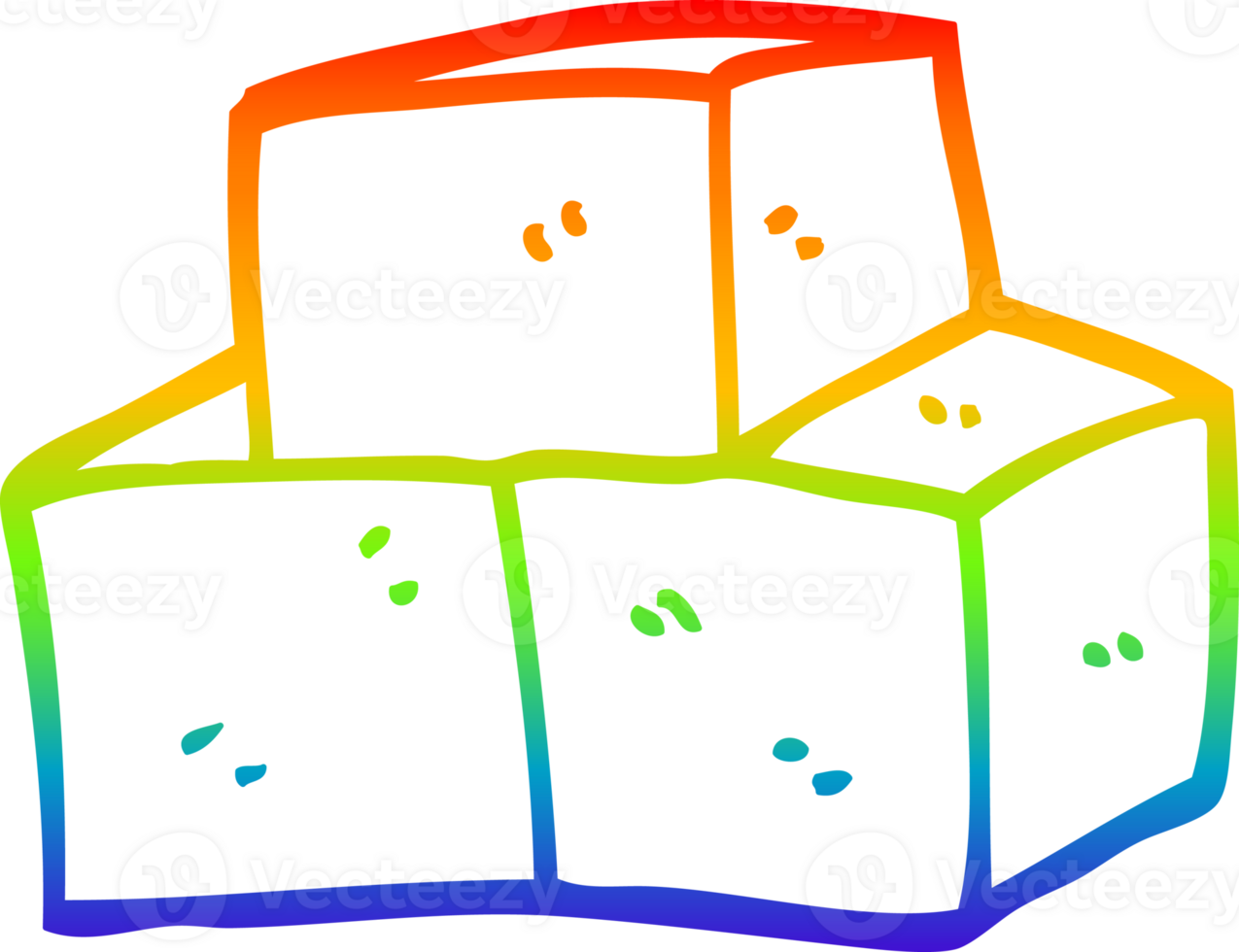 rainbow gradient line drawing of a cartoon breeze blocks png