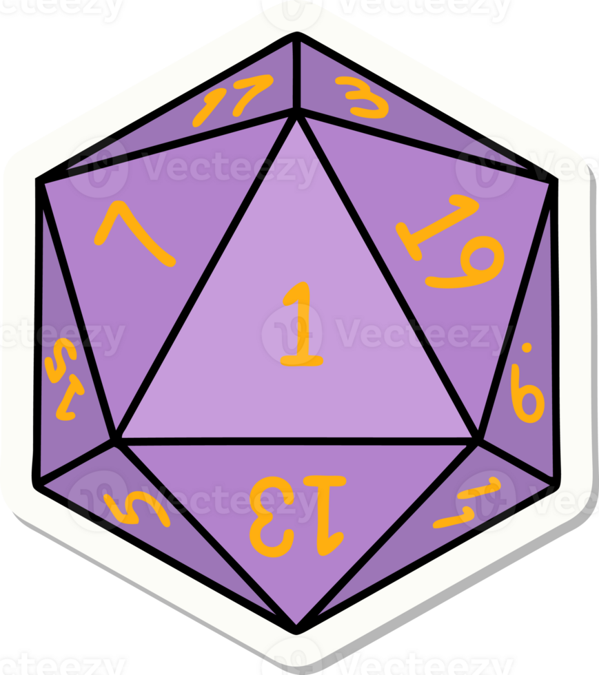 sticker of a natural 1 D20 dice roll png