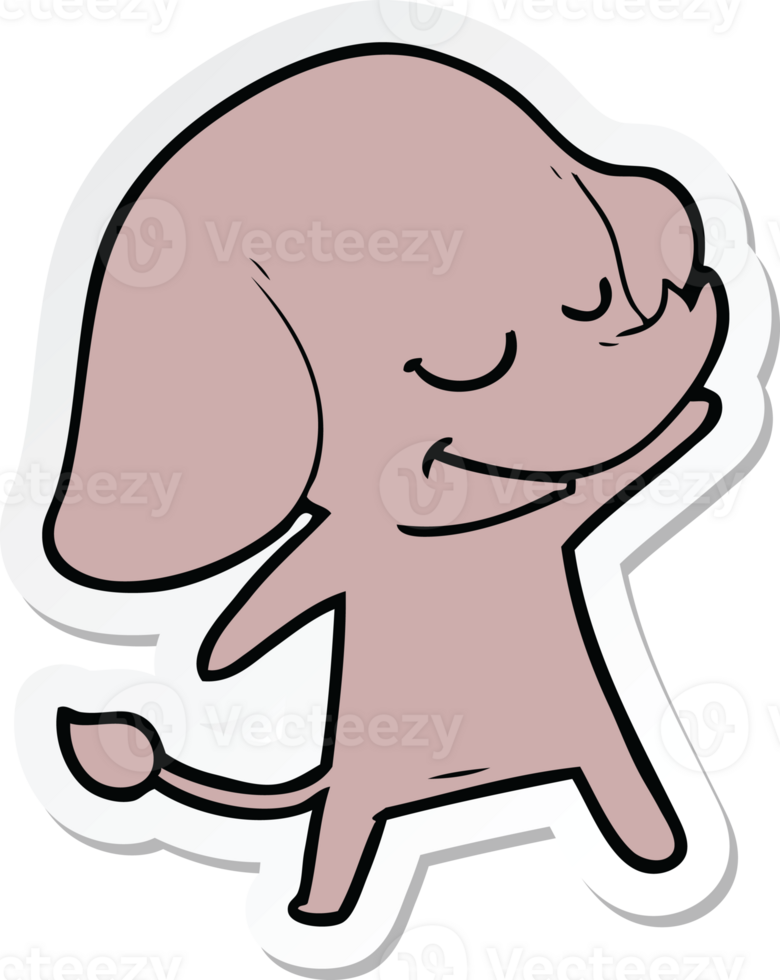 sticker of a cartoon smiling elephant png