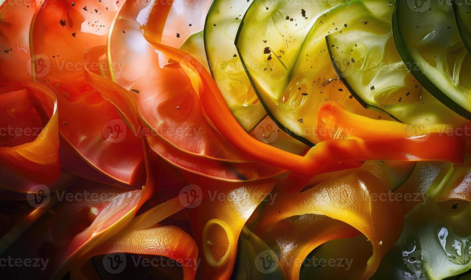 AI generated Slices of bell pepper as a background. Close up. photo