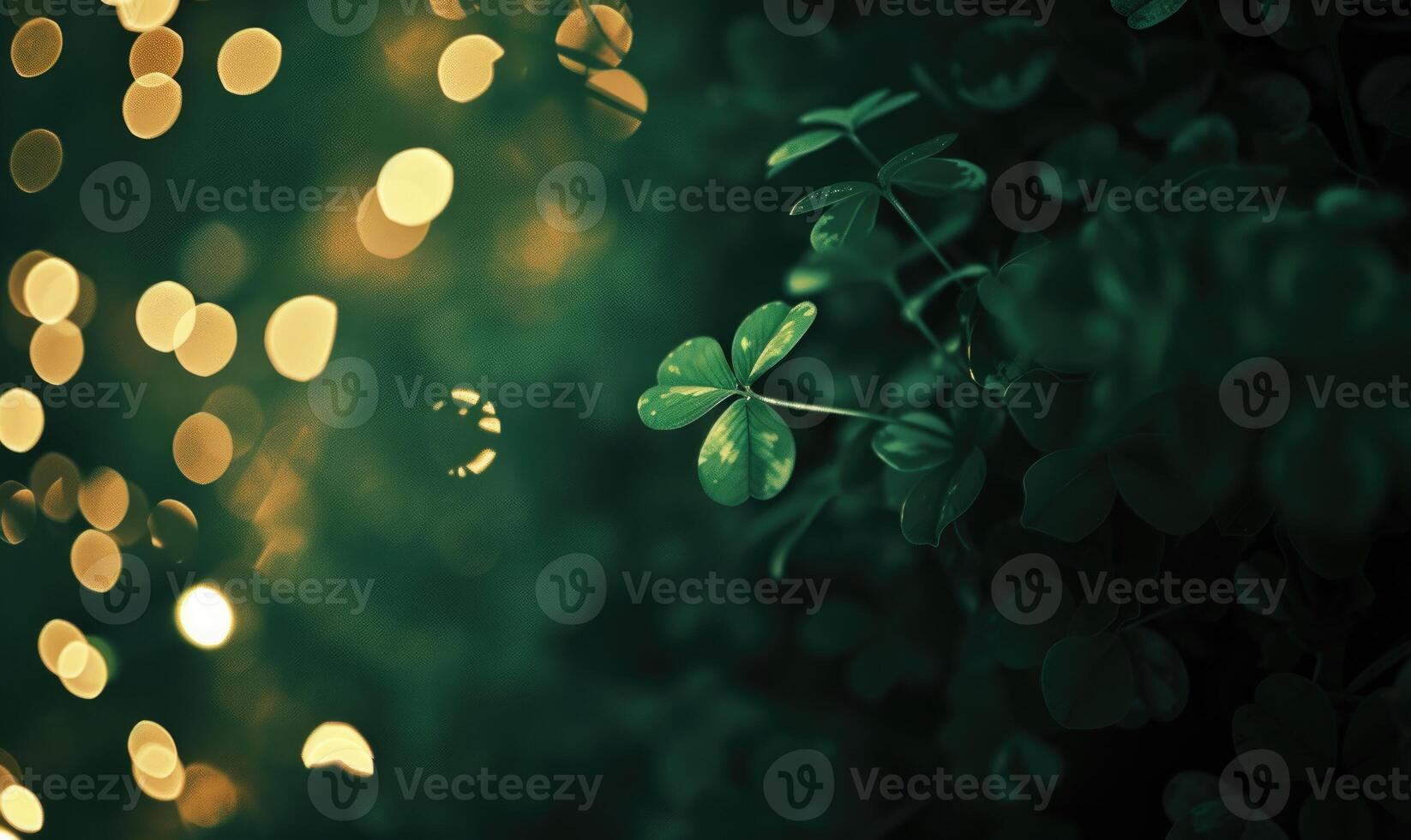 AI generated St. Patrick's Day background with bokeh defocused lights photo