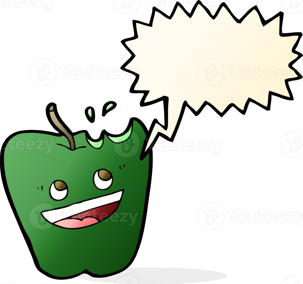 happy apple cartoon with speech bubble png