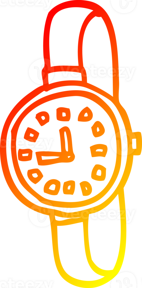 warm gradient line drawing of a cartoon wrist watch png