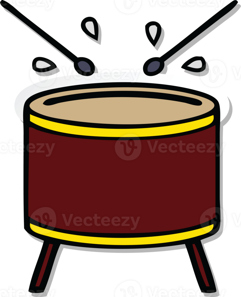 sticker of a cute cartoon drum png