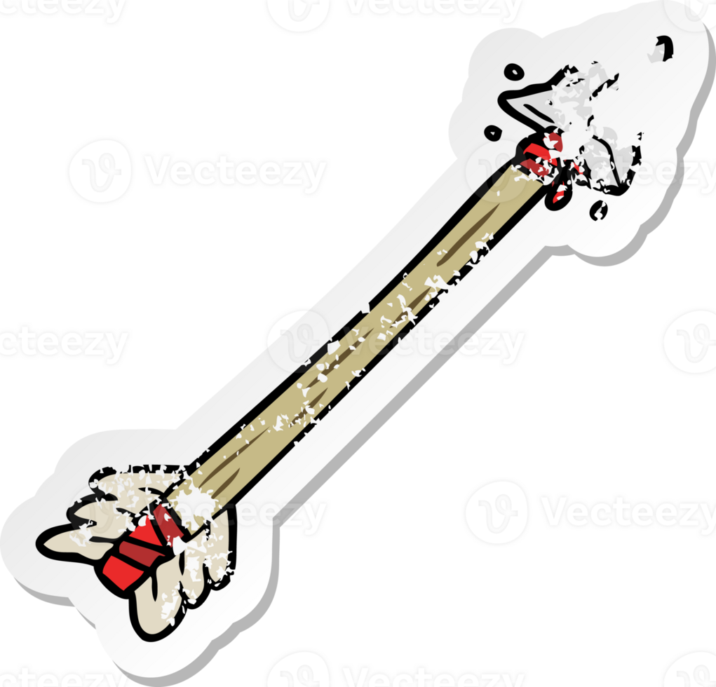 distressed sticker of a cartoon arrow png