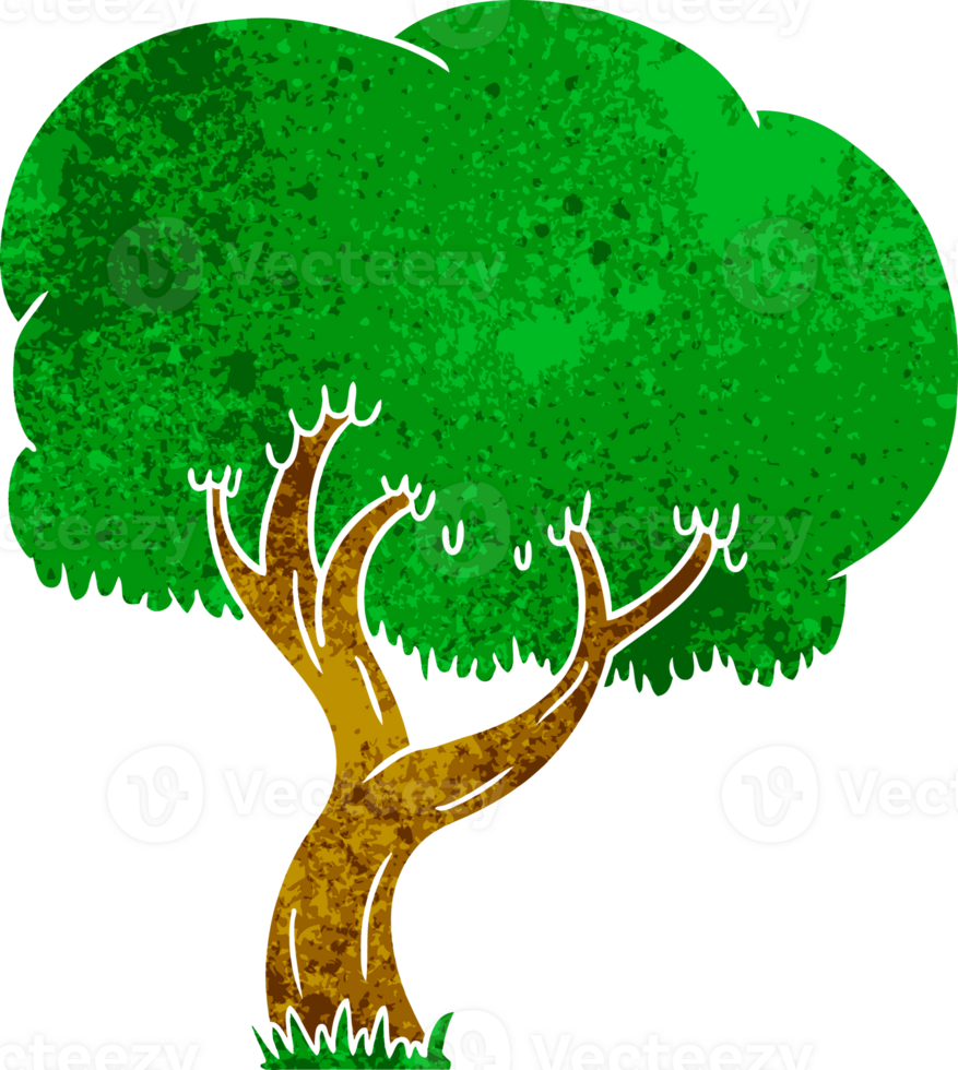 hand drawn retro cartoon doodle of a summer tree png