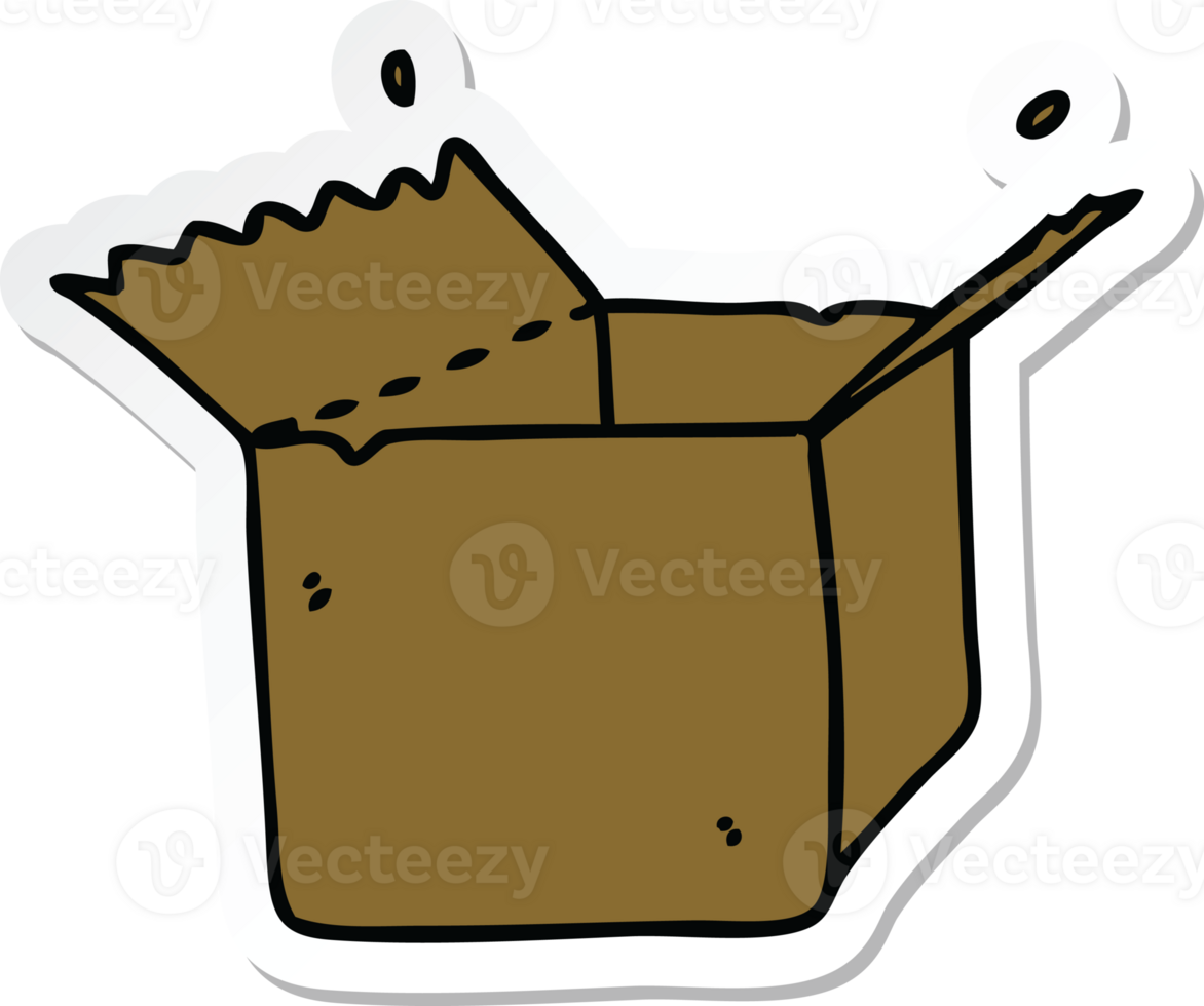 sticker of a quirky hand drawn cartoon open box png