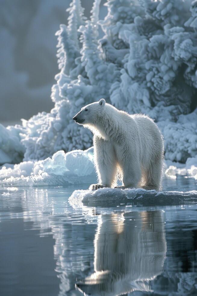 AI generated Polar Bear Standing on Ice photo