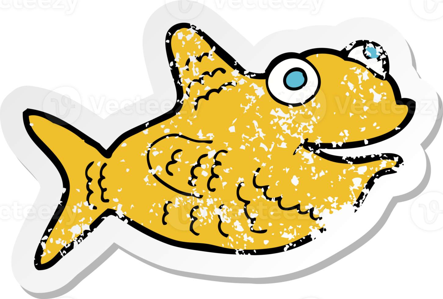retro distressed sticker of a cartoon happy fish png