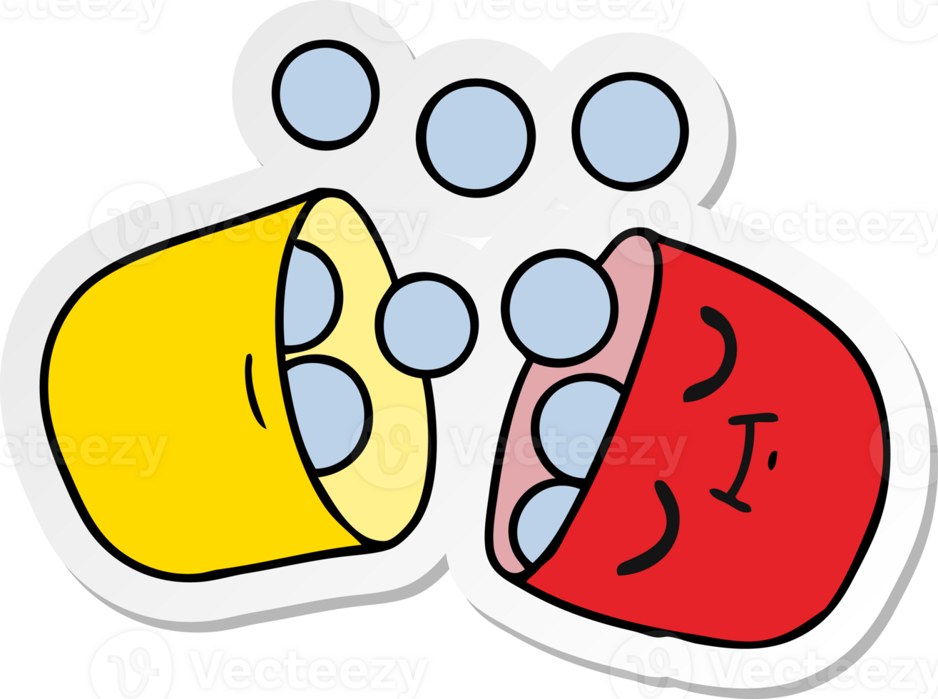 hand drawn sticker cartoon of a smiling pill png