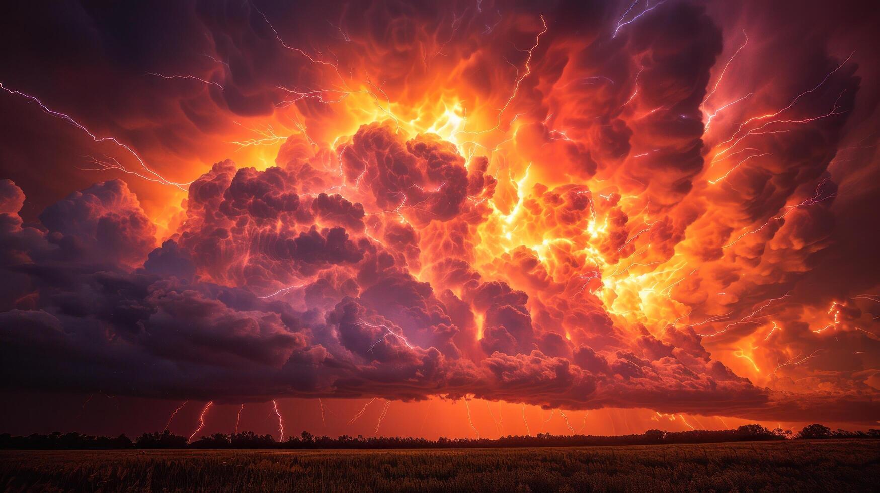 ai generado masivo nube lleno con relámpago foto