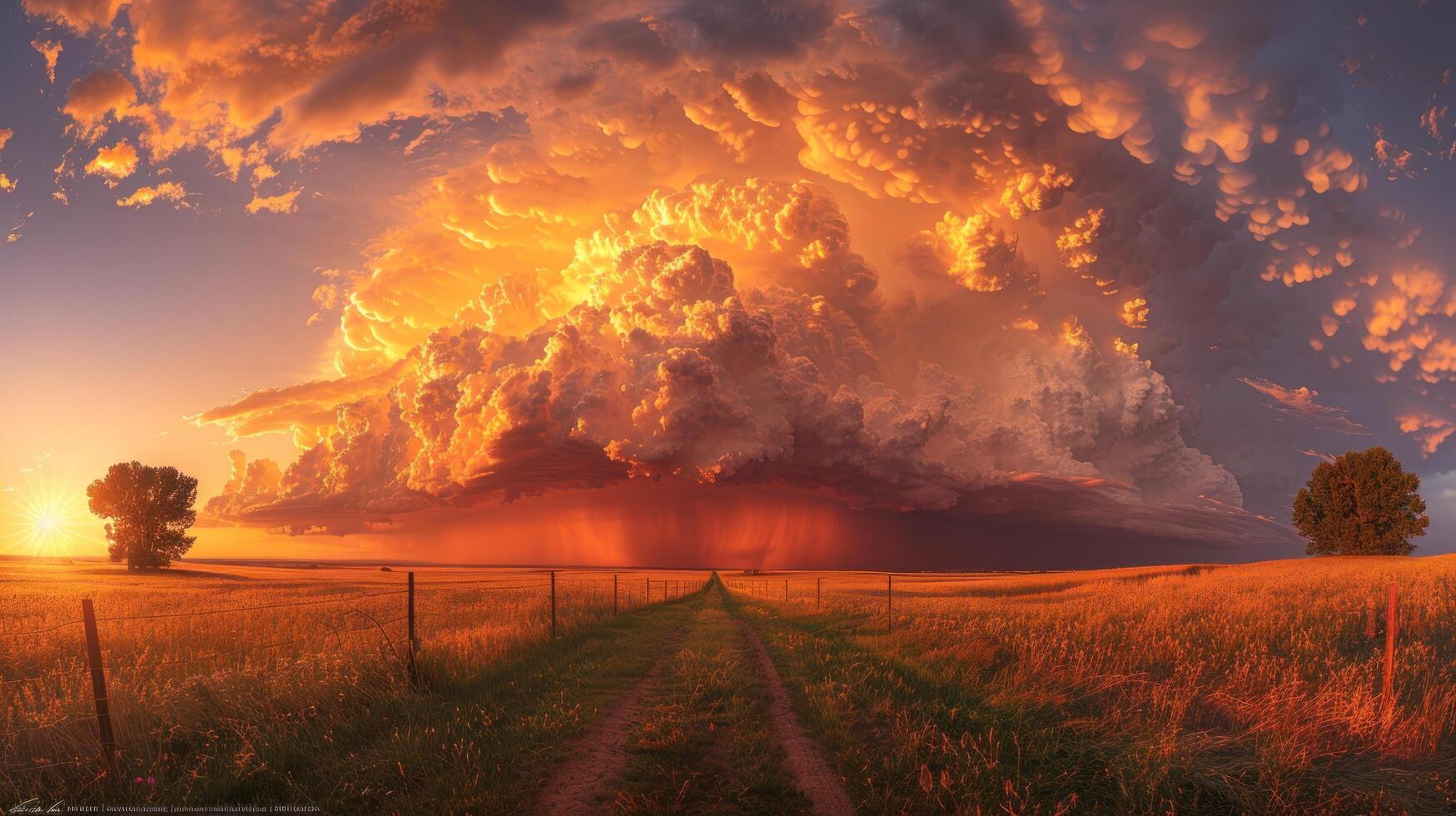 AI generated Large Cloud in Sky at Sunset photo