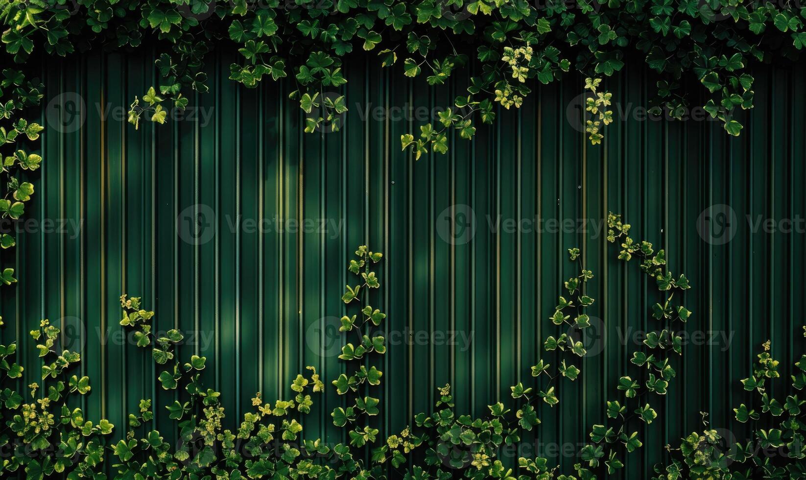ai generado verde pared con trébol creciente en él. verde antecedentes. foto