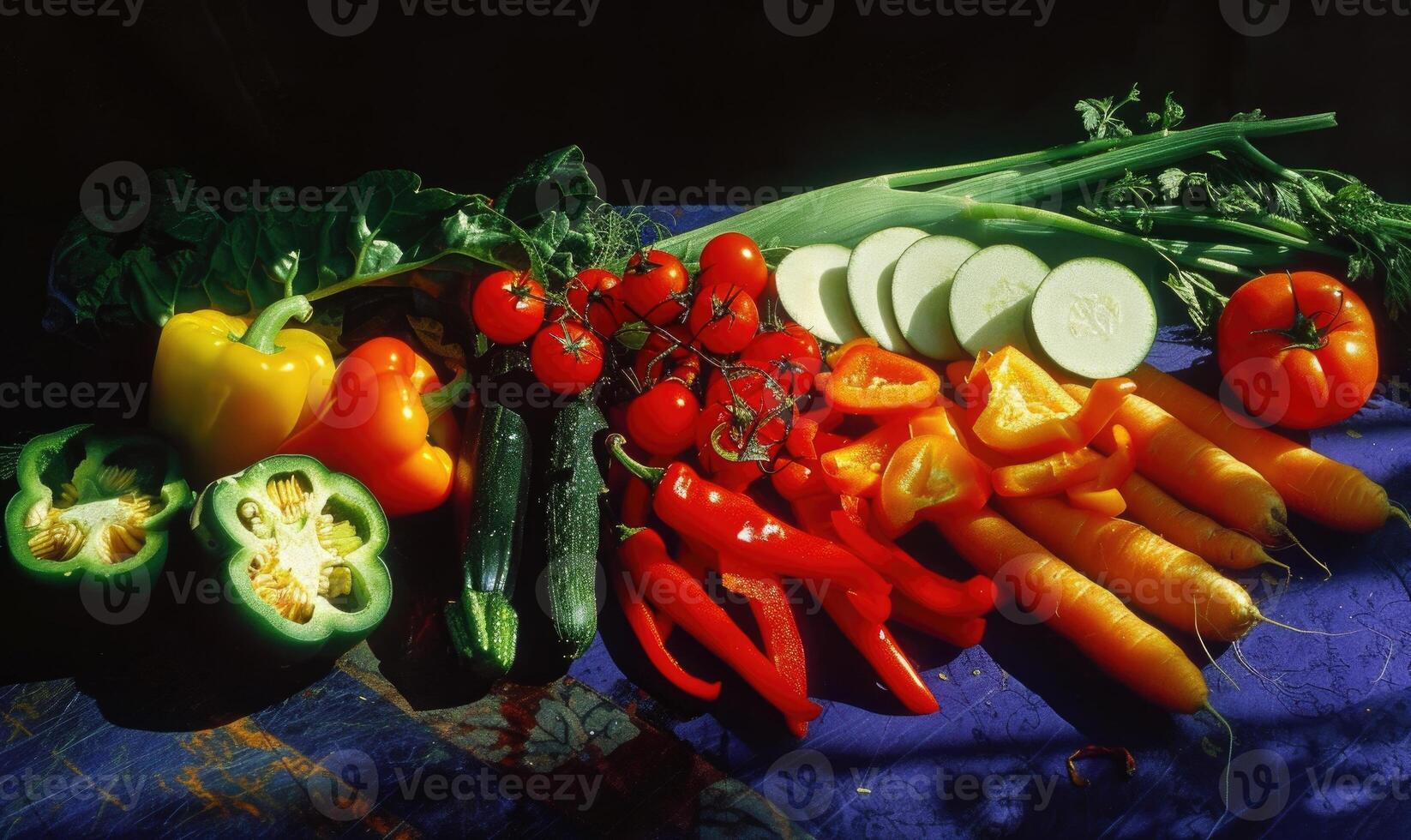 AI generated Vegetables on a table in a restaurant, close-up photo