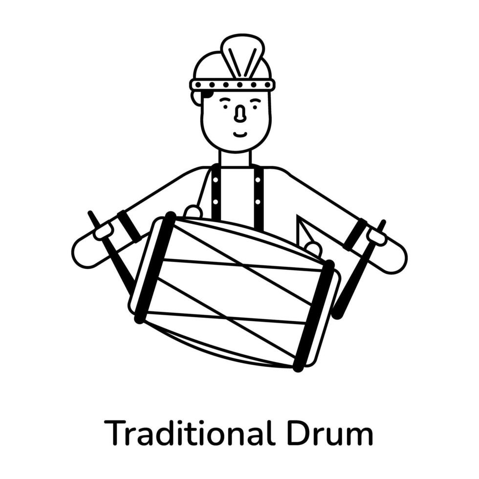 Trendy Traditional Drum vector