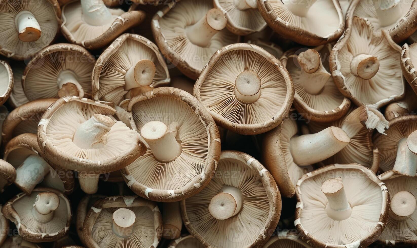 AI generated Mushrooms on the autumn leaves. Autumn background. Top view. photo