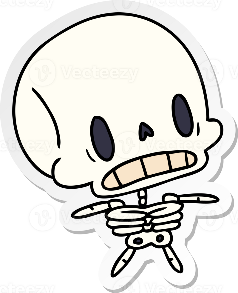 sticker cartoon illustration kawaii cute dead skeleton png