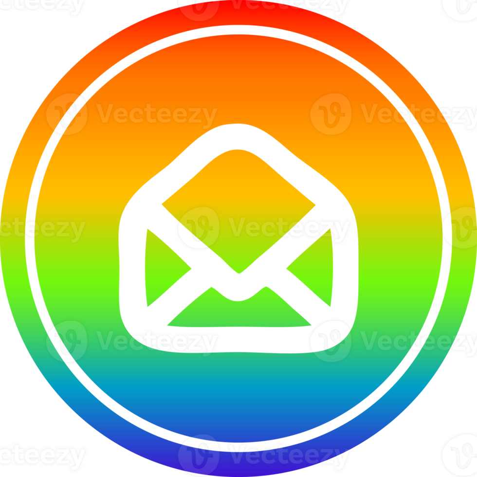envelope letter circular icon with rainbow gradient finish png