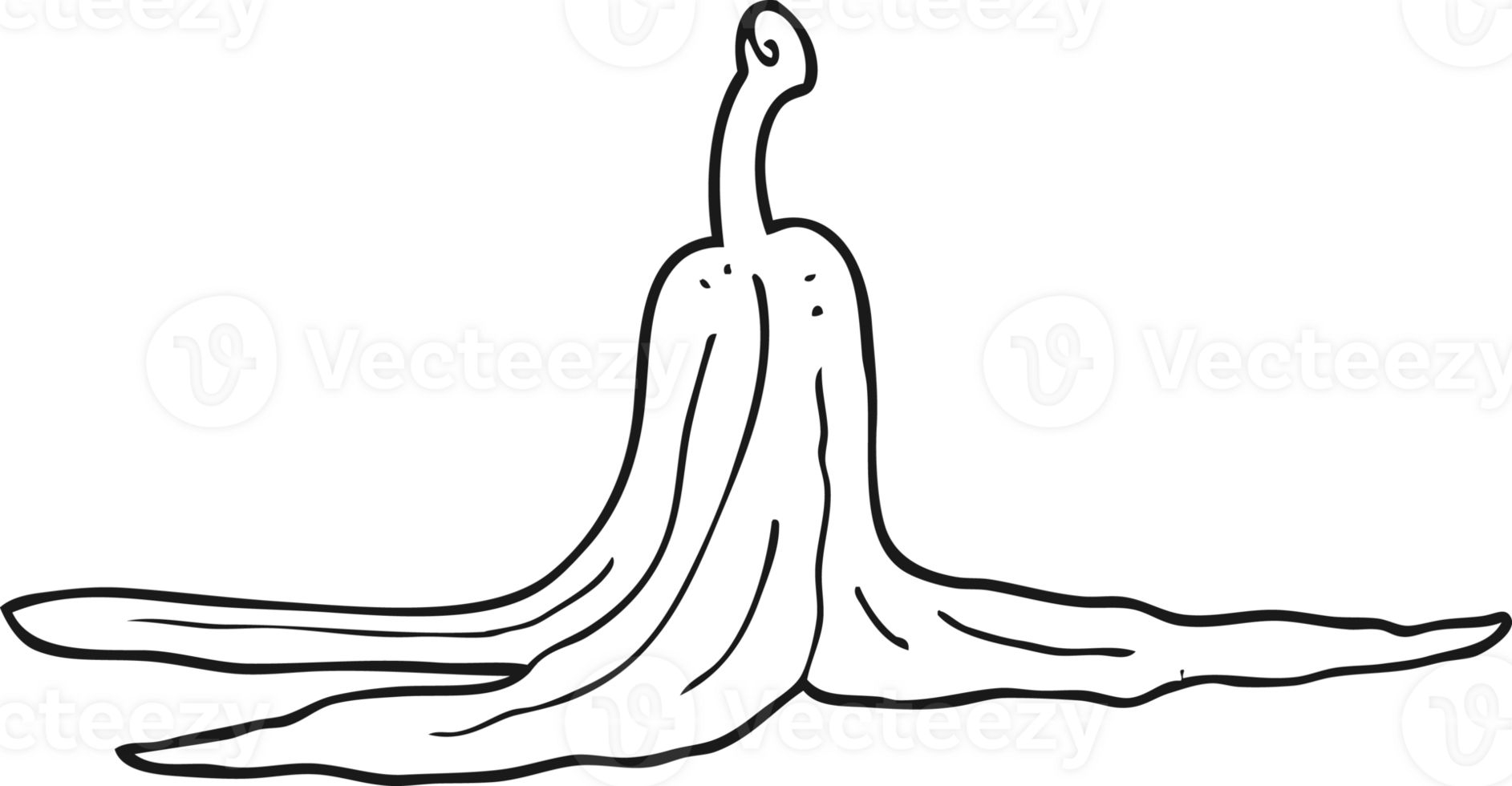 hand drawn black and white cartoon banana peel png