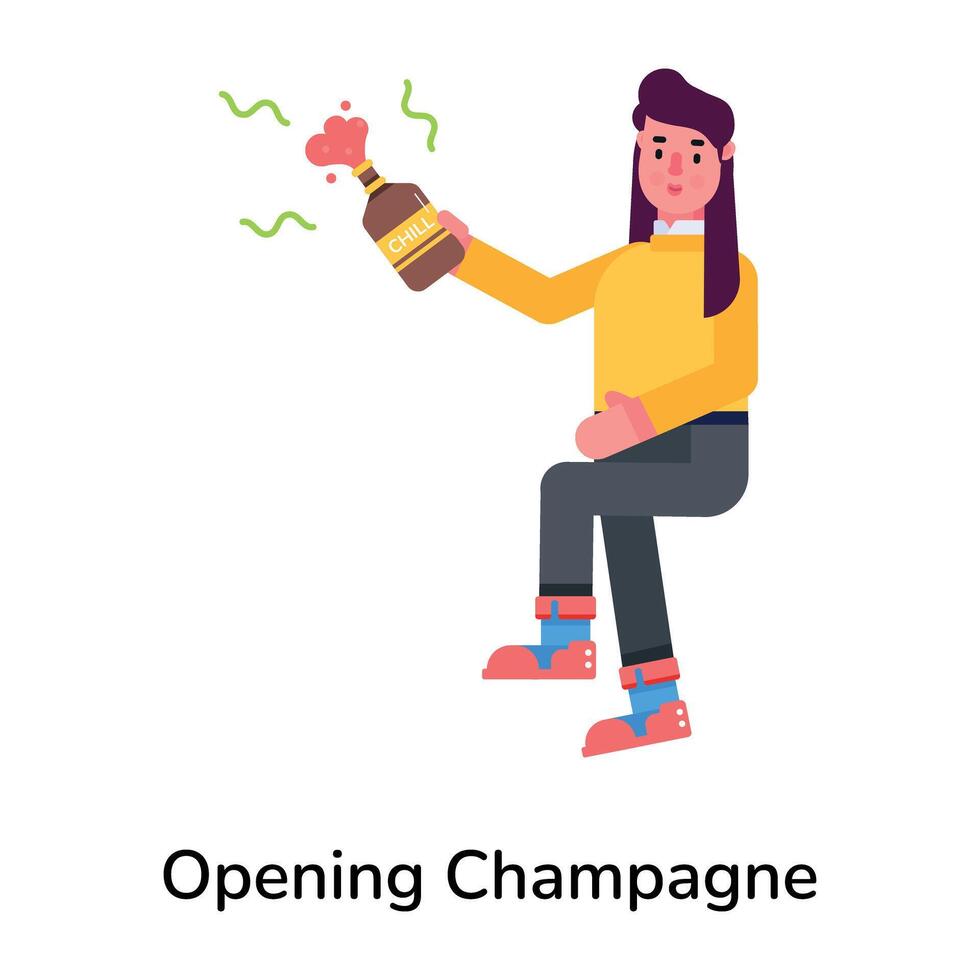 Trendy Opening Champagne vector