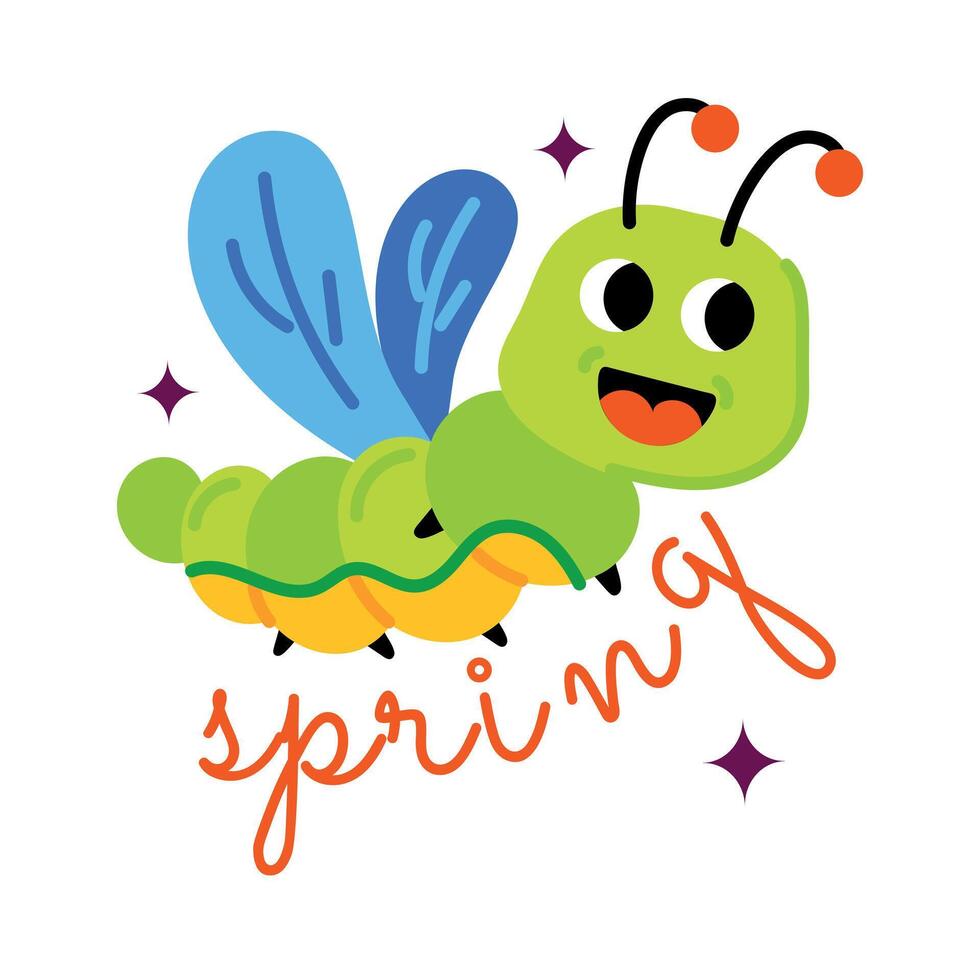 Trendy Cute Caterpillar vector