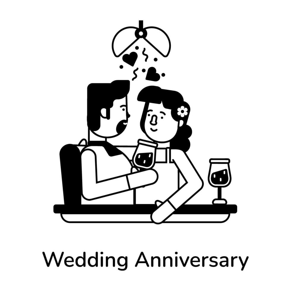 Trendy Wedding Anniversary vector