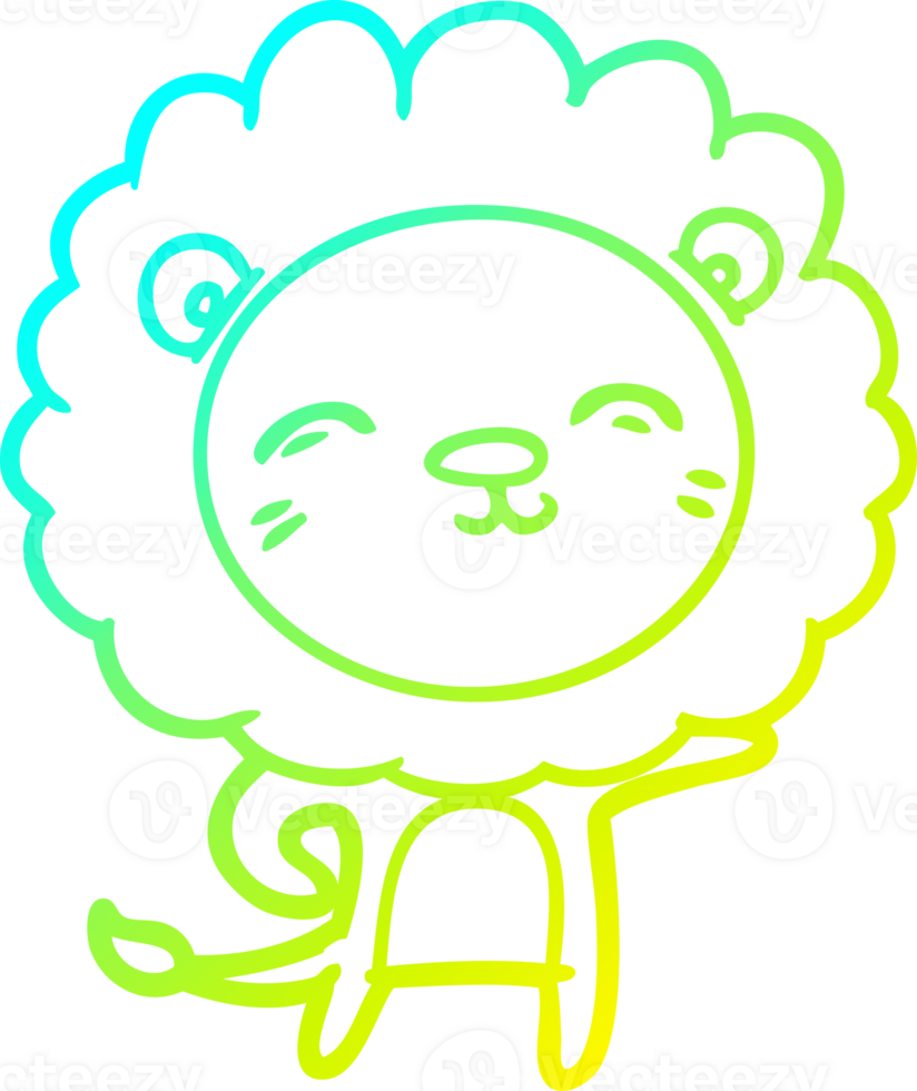 cold gradient line drawing of a cartoon lion png