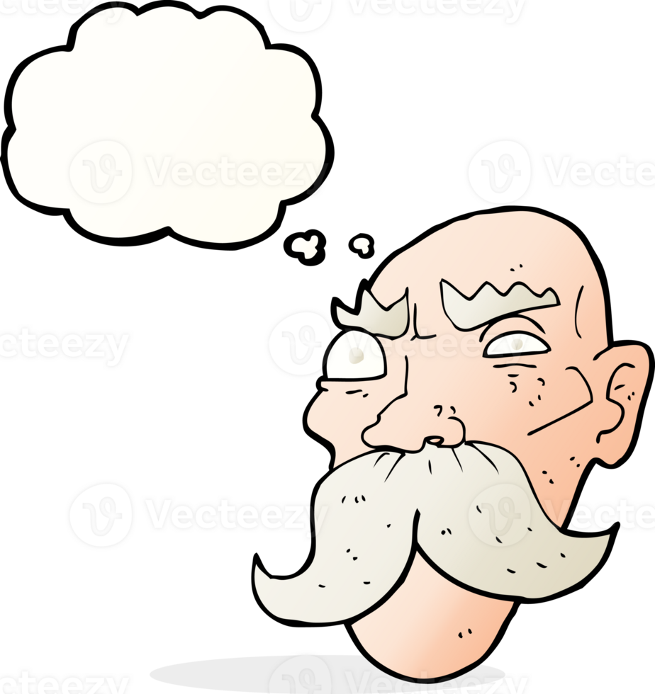cartoon angry old man with thought bubble png